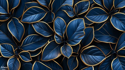 Wall Mural - blue and yellow leaves