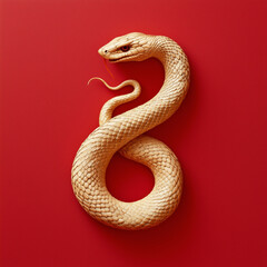 Wooden snake on a red background, chinese new year