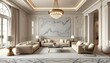 © Husen - Luxurious living room, modern classical design, high ceilings, large windows
