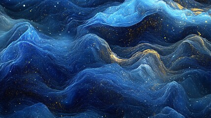 Wall Mural - abstract waves in deep blue tones, evoking a sense of tranquility and depth.