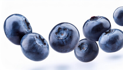 Wall Mural - blueberries floating isolated on white background generative ai