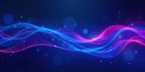 Poster - Dark blue abstract, ultraviolet neon glow, blurred light waves, glow, psychedelic, technology