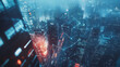 © Teeraphon - Abstract business team stands on the peak of success amid tall, innovative Smart city and graphs with statistics to analyze business potential and predict future developments in company growth.