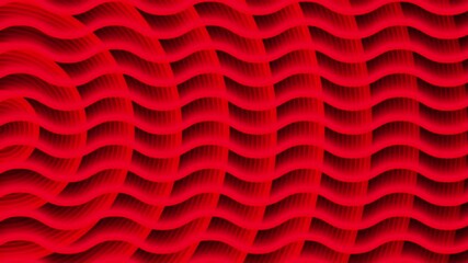Wall Mural - 3d red lines and circles tunnel animation pattern background. 3d style lines wave and move texture