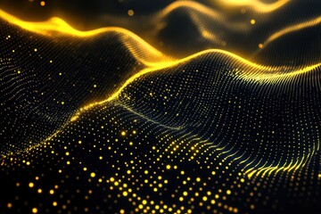 Wall Mural - Golden swirling patterns create a mesmerizing effect reminiscent of luminous waves at night