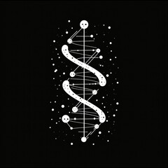 Abstract DNA Spiral Design with Dots and Lines