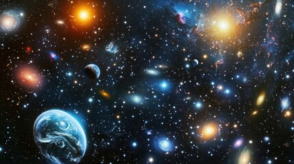Wall Mural - outer space the dense expanse of stars stretched endlessly in all directions, background wallpaper a