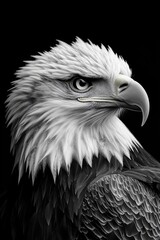 Wall Mural - A majestic eagle in a monochrome image, suitable for use in editorial or creative contexts