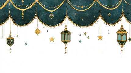 Poster - Decorative Border with Lanterns and Stars
