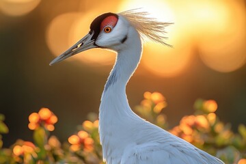 Wall Mural - A close-up photo of a bird holding a flower, suitable for use in illustrations or design projects