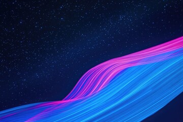 Wall Mural - A beautiful blue and pink wave with stars shining bright in the night sky