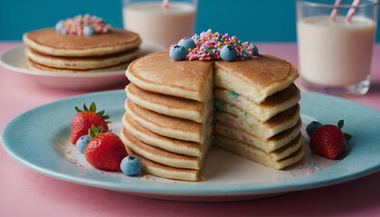 Wall Mural - stack of birthday cake pancakes