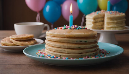 Wall Mural - stack of birthday cake pancakes
