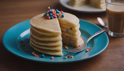Wall Mural - stack of birthday cake pancakes