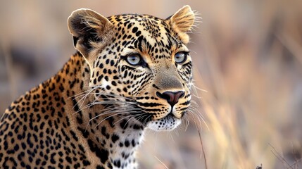 Canvas Print - A close-up shot of a leopard's face in a natural environment