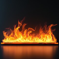 Poster - A fiery blaze erupts from a flat surface, casting an intense glow against a dark backdrop. The dynamic flames create an abstract and captivating composition.