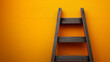 © SashaMagic - Wooden ladder against an orange wall