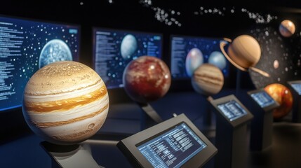 Canvas Print - a showcase of celestial bodies at a museum, perfect for education or science-related projects