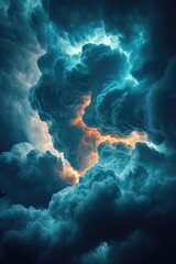 Wall Mural - an airplane soaring through a cloudy sky