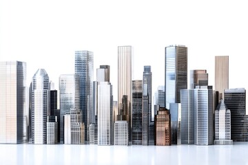 Wall Mural - A row of modern skyscrapers in the city, perfect for urban landscape or architecture illustrations