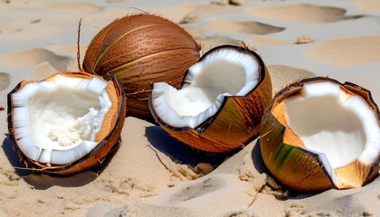 Wall Mural - A view of some Coconuts on the Beach