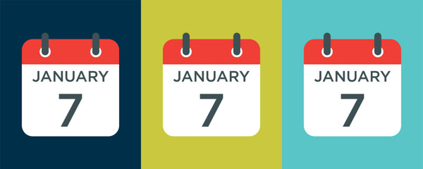 Wall Mural - calendar - January 7 icon illustration isolated vector sign symbol