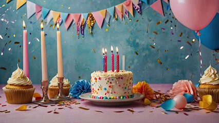 Canvas Print - birthday cake and candles