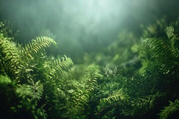 Canvas Print - Close-up view of a plant growing in a forest, with surrounding foliage and natural light