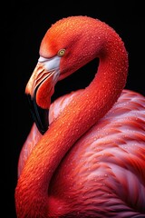 Wall Mural - A close-up shot of a flamingo's head and neck