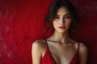 © Roman Ribaliov - Beautiful young woman posing against a striking red background in soft natural light