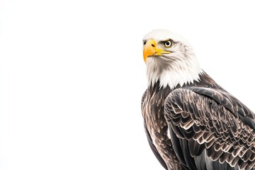 Wall Mural - a bald eagle perches on the top of a tree branch, looking out at its surroundings