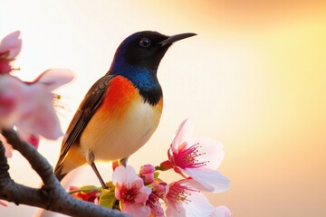 Wall Mural - a vibrant bird sits atop a tree branch, showcasing its plumage