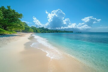Wall Mural - a serene coastal scene featuring white sand and blue water