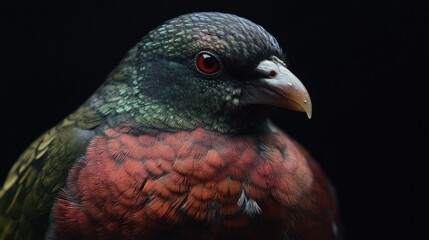 Wall Mural - A close-up shot of a bird perched on a black surface