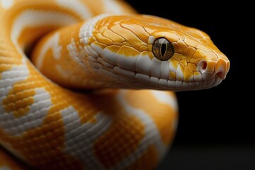 Wall Mural - Close-up shot of a snake on a dark background