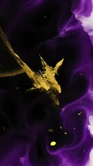 Wall Mural - abstract depiction of a cosmic event featuring golden particles and purple nebula clouds