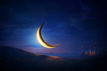 Wall Mural - symbolic representation of moon sightings during ramadan