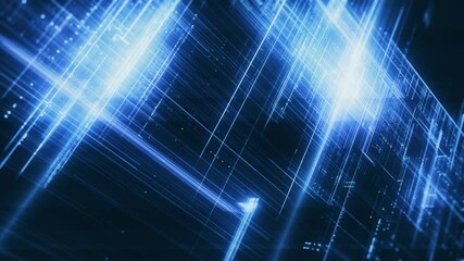 Wall Mural - advanced 3d technology digital neon grid/ animation of an abstract technology background with 3d neo