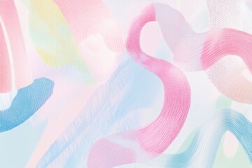 Canvas Print - Abstract Pastel Art with Soft Wave Patterns in Blue, Pink, Yellow