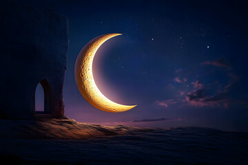 Wall Mural - symbolic representation of moon sightings during ramadan