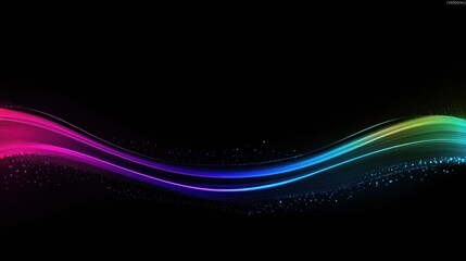 Poster - Vibrant abstract neon lines create a mesmerizing flow of color against a dark background. Generative AI