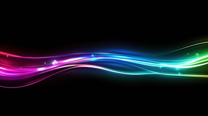 Poster - Vibrant display of abstract glowing neon lines with a dynamic flow against a dark background. Generative AI