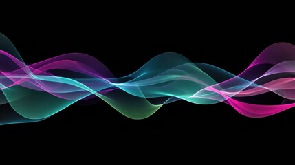 Poster - Glowing neon lines create vibrant abstract patterns in a dark background for a mesmerizing visual experience. Generative AI
