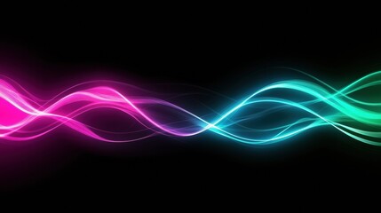 Leinwandbilder - Glowing neon lines create an abstract visual in vibrant pink and cyan tones on a dark background. Generative AI