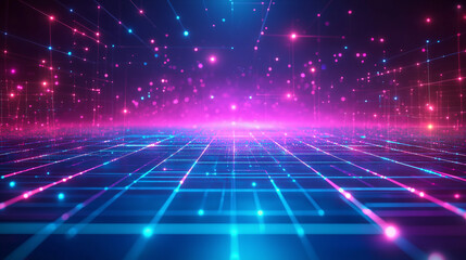 Aufkleber - Dynamic tech-inspired geometric background with neon lights. Ideal for digital content, modern websites, and tech branding materials.
