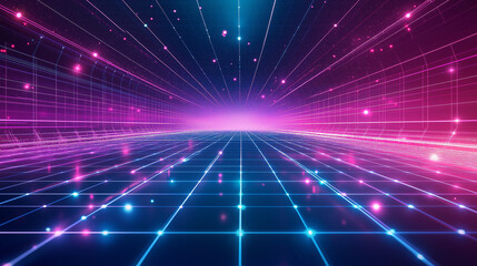 Aufkleber - Dynamic tech-inspired geometric background with neon lights. Ideal for digital content, modern websites, and tech branding materials.
