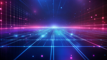 Aufkleber - High-tech abstract grid featuring a vibrant gradient and glowing lines. A sleek choice for innovation-focused visuals and designs.
