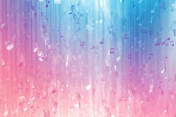Aufkleber - Captivating 3D music notes cascading through a vibrant blue and pink background in an artistic display of sound and color. Generative AI