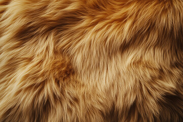 close-up of luxurious, golden-brown fur texture; soft, fluffy, and dense.