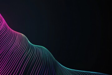 Fototapete - Glowing neon lines create an abstract design with vibrant colors against a dark background in a digital artwork. Generative AI
